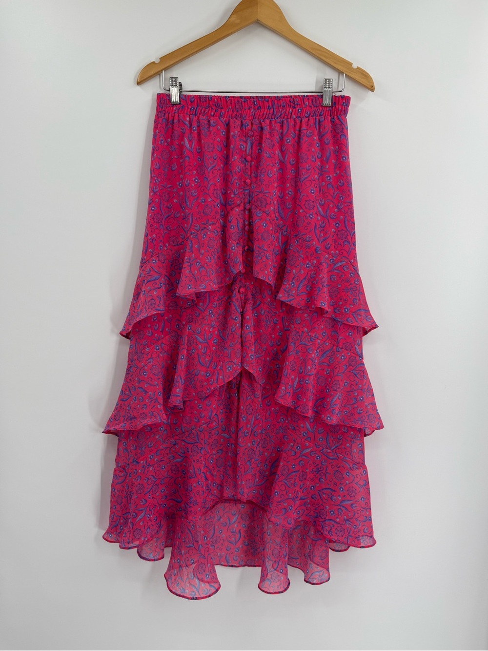 Allison New York Ella Tiered Midi Skirt | Pink Floral | Medium